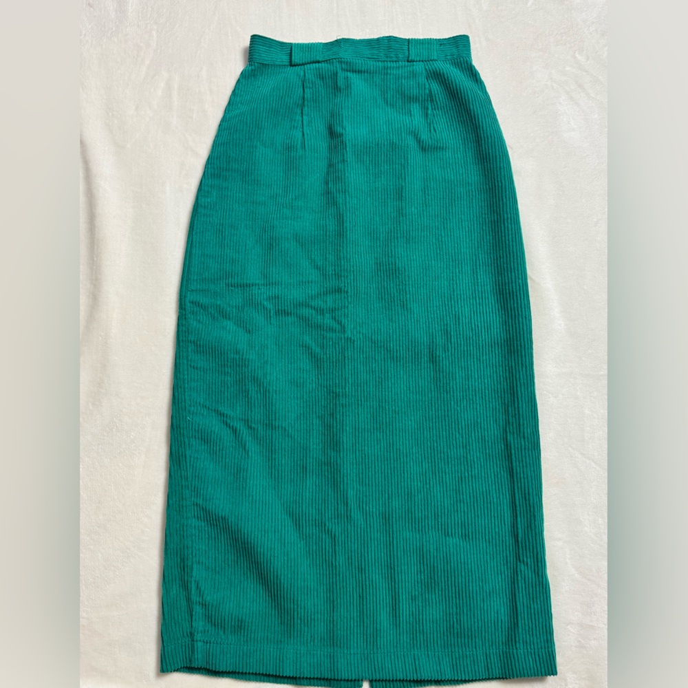 Vintage Green Corduroy Midi Skirt